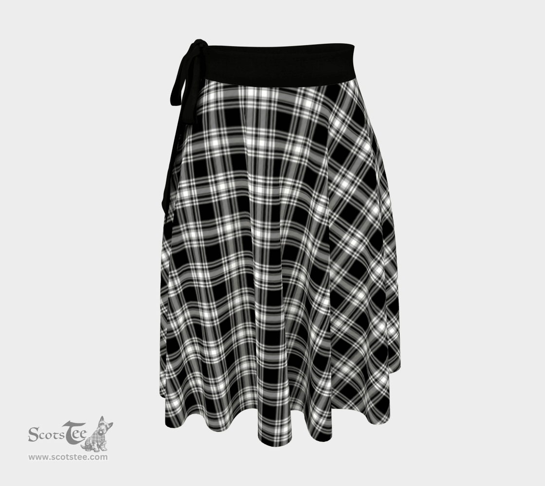 Scottish Menzies Black & White Modern Clan Tartan Classic Wrap Skirt