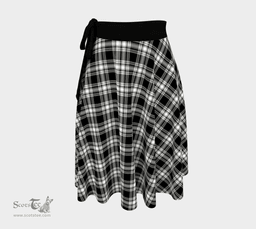 Scottish Menzies Black & White Modern Clan Tartan Classic Wrap Skirt