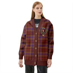 Scottish Balfour Weathered Clan Crest Tartan V neck Knitted Fleece Cardigans