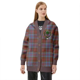 Scottish Anderson Weathered Clan Crest Tartan V neck Knitted Fleece Cardigans