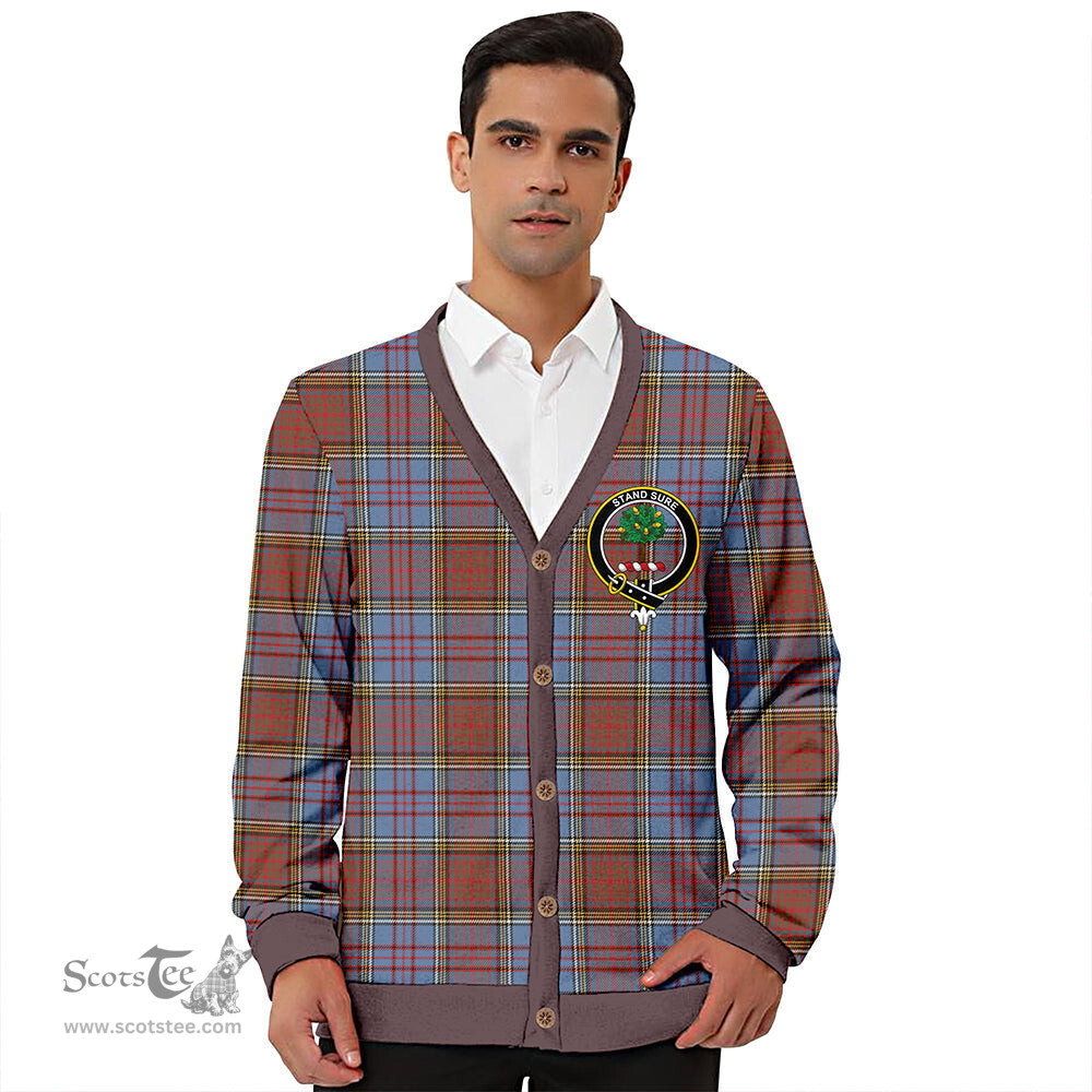 Scottish Anderson Weathered Clan Crest Tartan V neck Knitted Fleece Cardigans