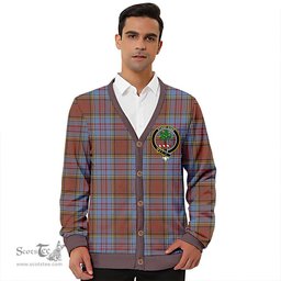 Scottish Anderson Weathered Clan Crest Tartan V neck Knitted Fleece Cardigans