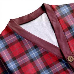 Scottish Baillie of Polkemmet Red Clan Crest Tartan V neck Knitted Fleece Cardigans