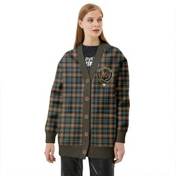 Scottish Baillie of Polkemmet Weathered Clan Crest Tartan V neck Knitted Fleece Cardigans
