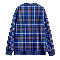 Scottish Alexander of Menstry Ancient Clan Crest Tartan V neck Knitted Fleece Cardigans
