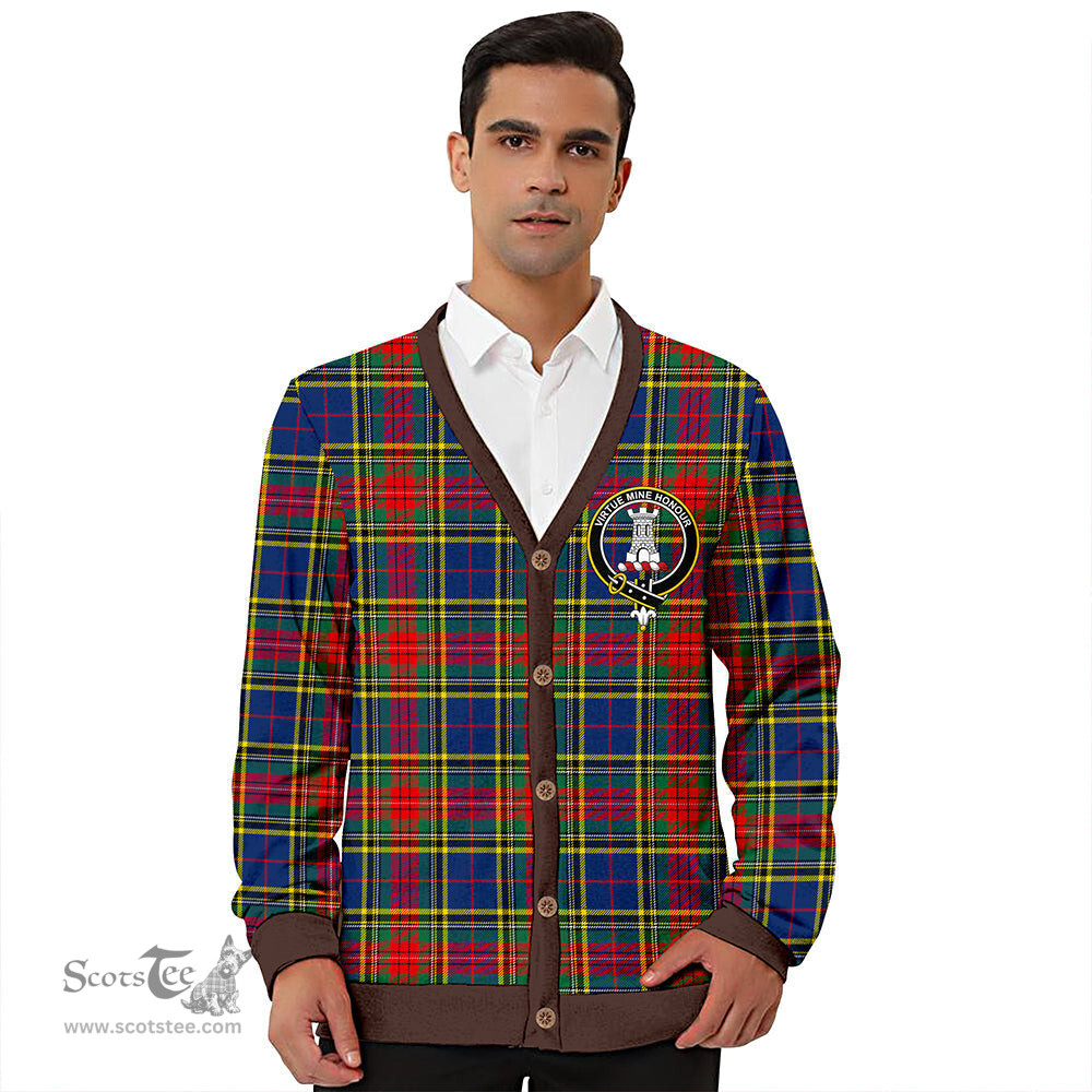 Scottish Beaton Modern Clan Crest Tartan V neck Knitted Fleece Cardigans