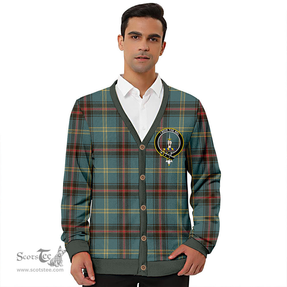 Scottish Bell of the Borders Weathered Clan Crest Tartan V neck Knitted Fleece Cardigans