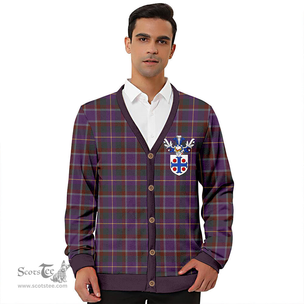 Scottish Belfrage (Belfarge) Weathered Clan Crest Tartan V neck Knitted Fleece Cardigans