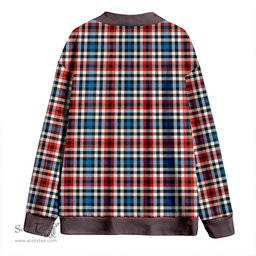 Scottish Bell Border (Bell Southern Bell) Ancient Clan Crest Tartan V neck Knitted Fleece Cardigans