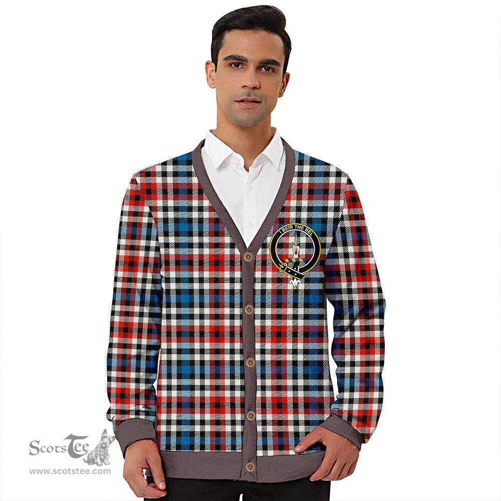 Scottish Bell Border (Bell Southern Bell) Ancient Clan Crest Tartan V neck Knitted Fleece Cardigans