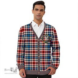 Scottish Bell Border (Bell Southern Bell) Ancient Clan Crest Tartan V neck Knitted Fleece Cardigans