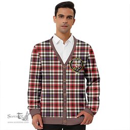Scottish Bell Border (Bell Southern Bell) Weathered Clan Crest Tartan V neck Knitted Fleece Cardigans