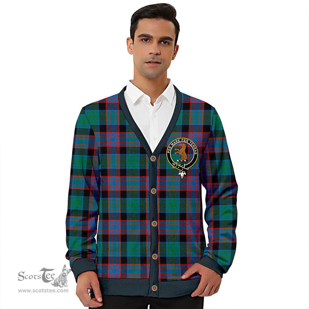 Scottish Alexander Hunting Ancient Clan Crest Tartan V neck Knitted Fleece Cardigans