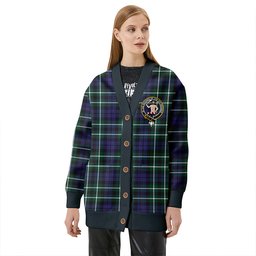 Scottish Allardice Clan Crest Tartan V neck Knitted Fleece Cardigans