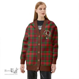 Scottish Ainslie Modern Clan Crest Tartan V neck Knitted Fleece Cardigans