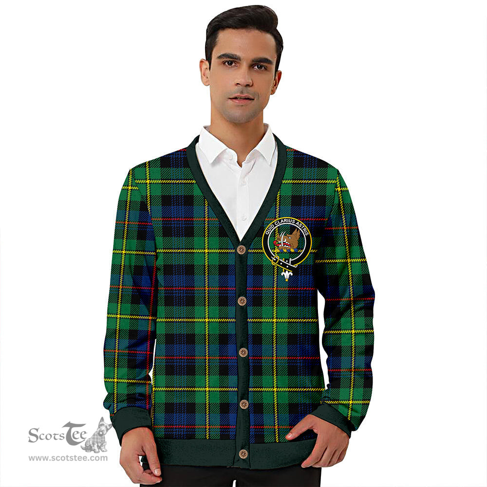 Scottish Baillie Modern Clan Crest Tartan V neck Knitted Fleece Cardigans