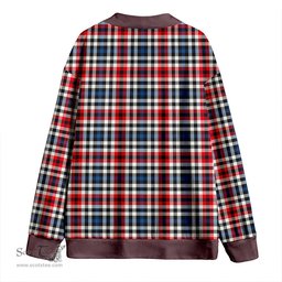 Scottish Bell Border (Bell Southern Bell) Modern Clan Crest Tartan V neck Knitted Fleece Cardigans