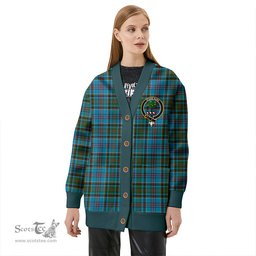 Scottish Anderson Old Modern Clan Crest Tartan V neck Knitted Fleece Cardigans