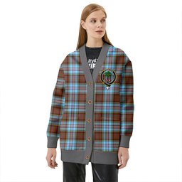 Scottish Anderson Ancient Clan Crest Tartan V neck Knitted Fleece Cardigans