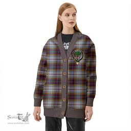 Scottish Anderson Ross Modern Clan Crest Tartan V neck Knitted Fleece Cardigans