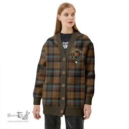 Scottish Baillie Weathered Clan Crest Tartan V neck Knitted Fleece Cardigans