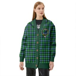 Scottish Arbuthnot Ancient Clan Crest Tartan V neck Knitted Fleece Cardigans