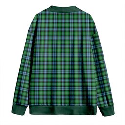 Scottish Arbuthnot Ancient Clan Crest Tartan V neck Knitted Fleece Cardigans