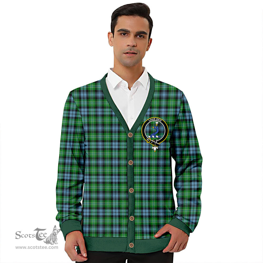 Scottish Arbuthnot Ancient Clan Crest Tartan V neck Knitted Fleece Cardigans