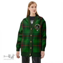 Scottish Anstruther Clan Crest Tartan V neck Knitted Fleece Cardigans