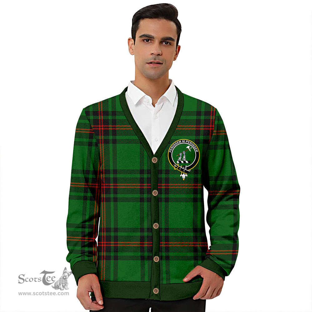Scottish Anstruther Clan Crest Tartan V neck Knitted Fleece Cardigans