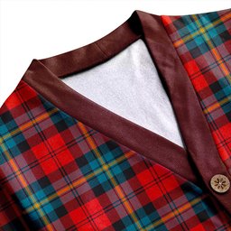 Scottish Aitken Ancient Clan Crest Tartan V neck Knitted Fleece Cardigans