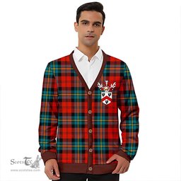 Scottish Aitken Ancient Clan Crest Tartan V neck Knitted Fleece Cardigans