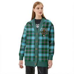 Scottish Alexander of Menstry Hunting Ancient Clan Crest Tartan V neck Knitted Fleece Cardigans