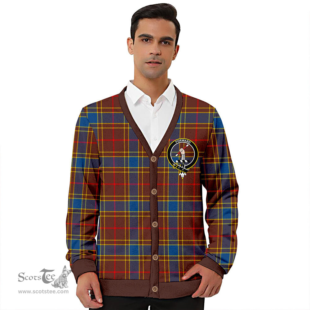 Scottish Balfour Modern Clan Crest Tartan V neck Knitted Fleece Cardigans