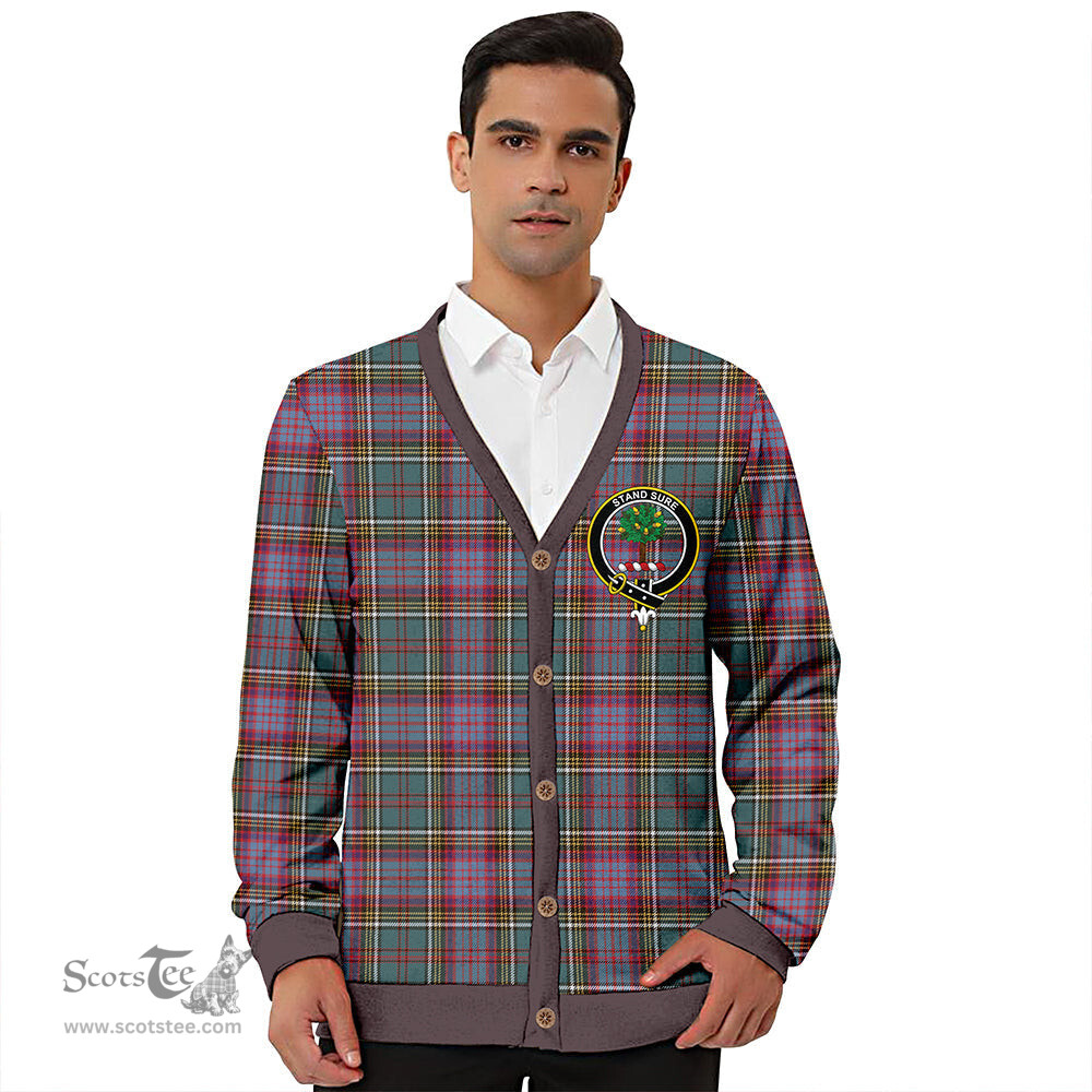 Scottish Anderson of Kinneddar Hunting Clan Crest Tartan V neck Knitted Fleece Cardigans