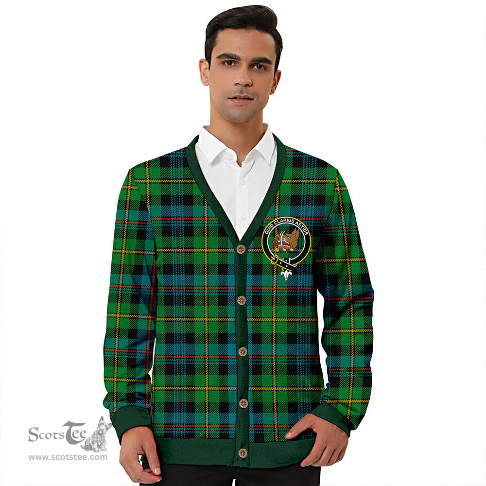 Scottish Baillie Ancient Clan Crest Tartan V neck Knitted Fleece Cardigans