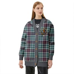 Scottish Alexander of Menstry Weathered Clan Crest Tartan V neck Knitted Fleece Cardigans