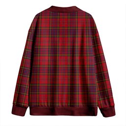 Scottish Anderson of Kinneddar Red Modern Clan Crest Tartan V neck Knitted Fleece Cardigans