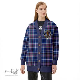 Scottish Alexander of Menstry Modern Clan Crest Tartan V neck Knitted Fleece Cardigans