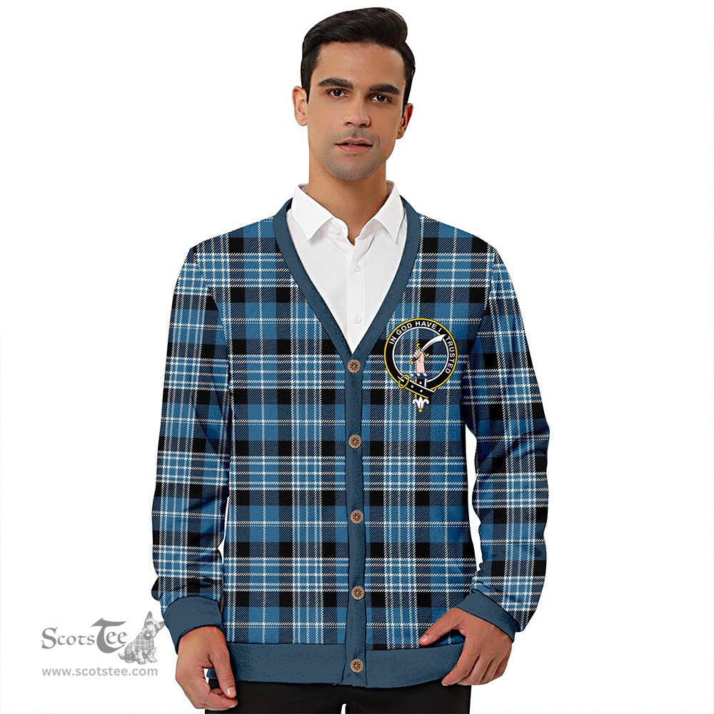 Scottish Clark Modern Clan Crest Tartan V neck Knitted Fleece Cardigans