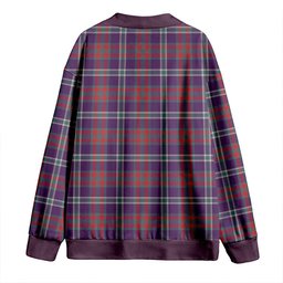 Scottish Cathcart Weathered Clan Crest Tartan V neck Knitted Fleece Cardigans