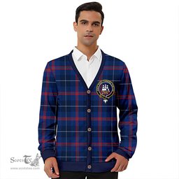 Scottish Bryson Modern Clan Crest Tartan V neck Knitted Fleece Cardigans