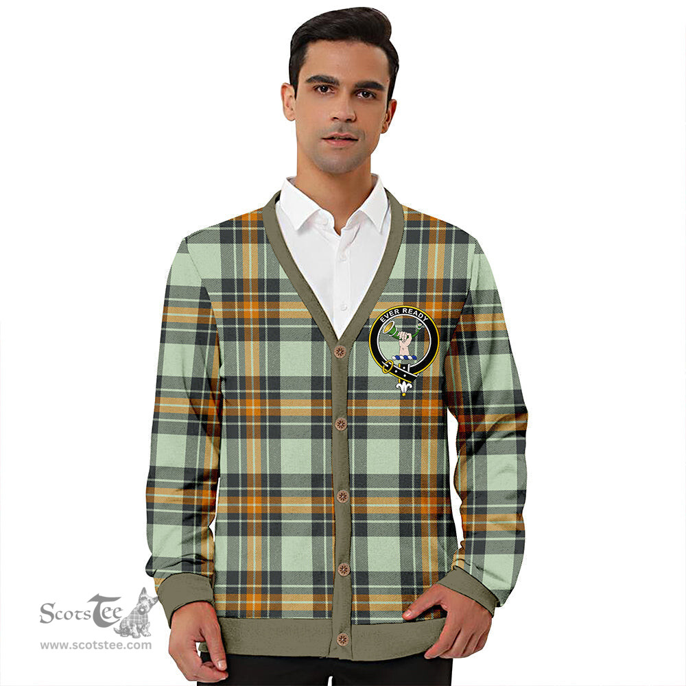 Scottish Burns Modern Clan Crest Tartan V neck Knitted Fleece Cardigans
