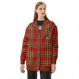 Scottish Chattan Modern Clan Crest Tartan V neck Knitted Fleece Cardigans