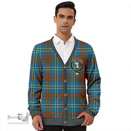 Scottish Cathcart Ancient Clan Crest Tartan V neck Knitted Fleece Cardigans