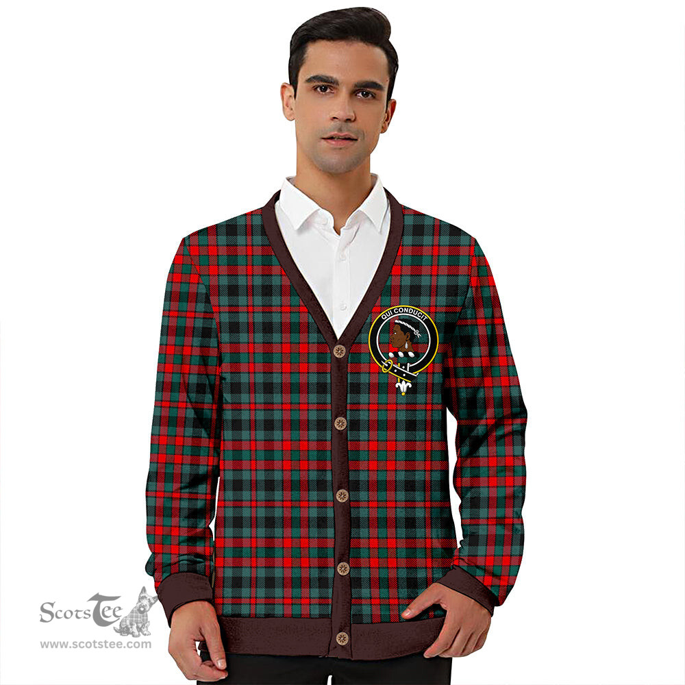 Scottish Borthwick Modern Clan Crest Tartan V neck Knitted Fleece Cardigans