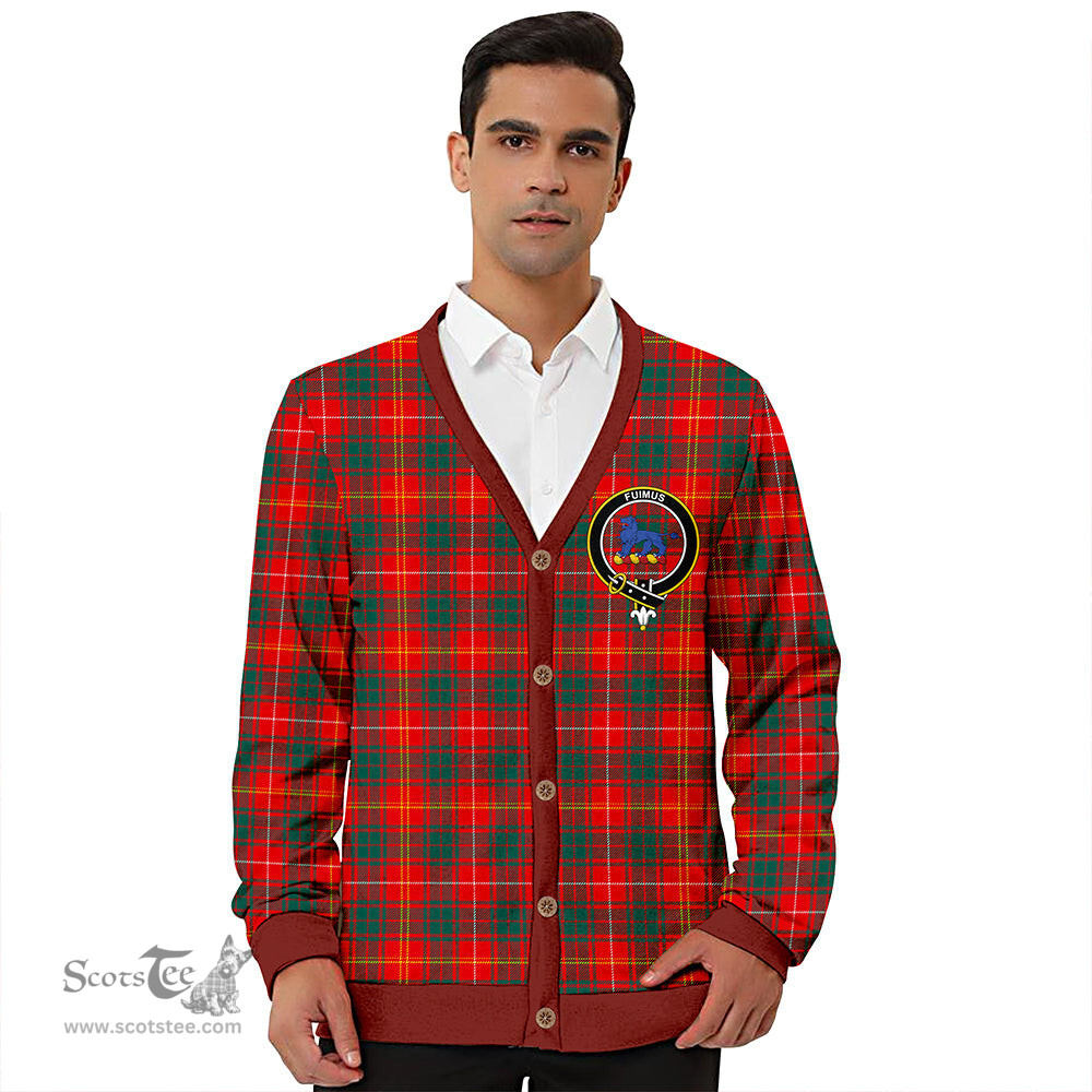 Scottish Bruce Modern Clan Crest Tartan V neck Knitted Fleece Cardigans
