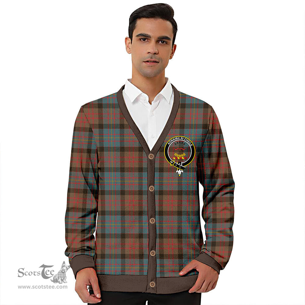 Scottish Cameron of Erracht Weathered 2 Clan Crest Tartan V neck Knitted Fleece Cardigans