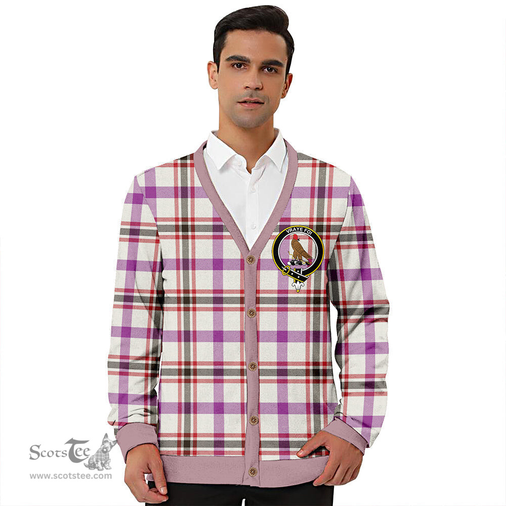 Scottish Boswell Dress Weathered Clan Crest Tartan V neck Knitted Fleece Cardigans