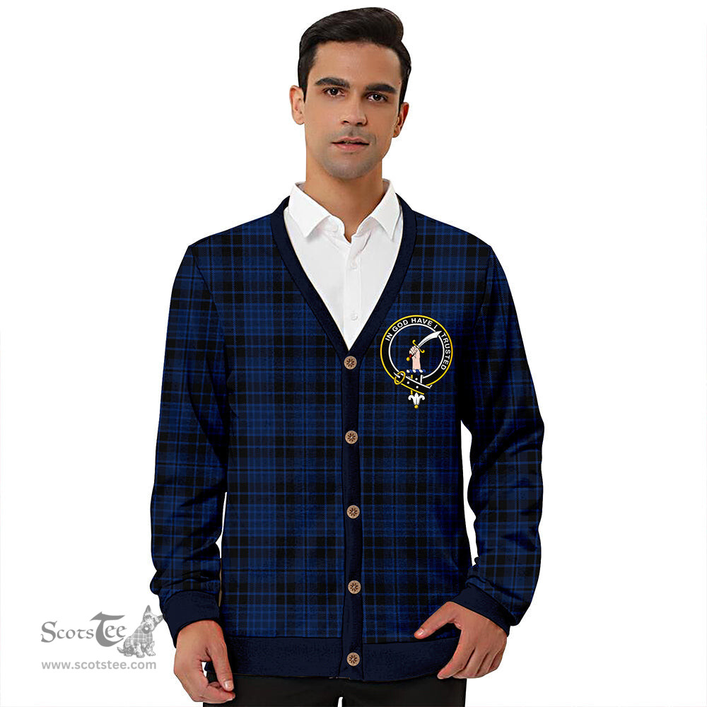 Scottish Clark (Clergy) Modern Clan Crest Tartan V neck Knitted Fleece Cardigans